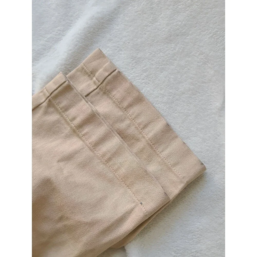 Ilana Kohn Beige Short Sleeve Button Front Jumpsuit Overall Cotton Utility Sz 4